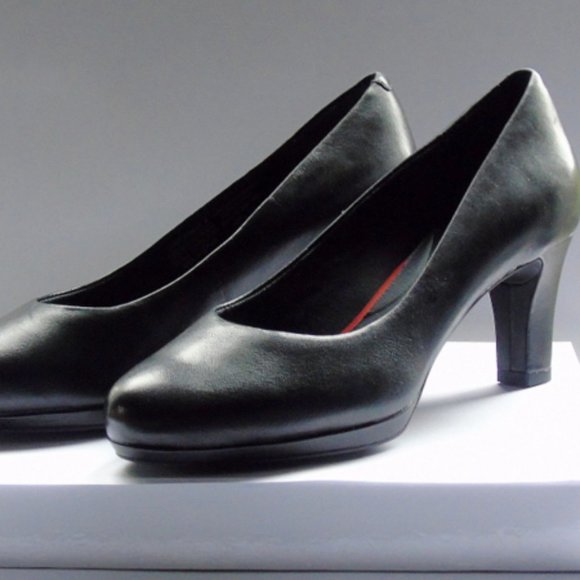 Rockport Black Leather Totalmotion, Trutech Heels Size 5.5 Unworn - Picture 3 of 14